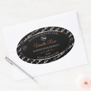 Black White Ord Art Rosegold Product Label Logotyp Ovalt Klistermärke