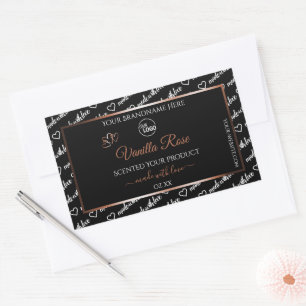 Black White Ord Art Rosegold Product Label Logotyp Rektangulärt Klistermärke