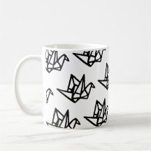 Black & White Origami Paper Crane Linocut