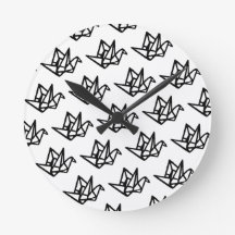 Black & White Origami Paper Crane Linocut