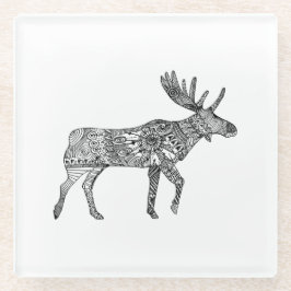 Black & White Ornamental Walking Moose Silhouette