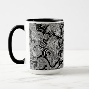 Black & White Ornate Paisley Mönster Mugg