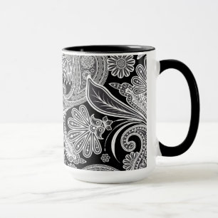 Black & White Ornate Paisley Mugg