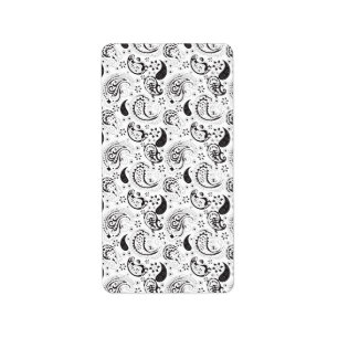 Black & White Paisley Mönster - Elegant Textilkons Adressetikett