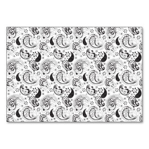 Black & White Paisley Mönster - Elegant Textilkons Bordsnummer