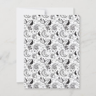 Black & White Paisley Mönster - Elegant Textilkons Vykort
