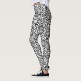Black & White Paisley Mönster Leggings