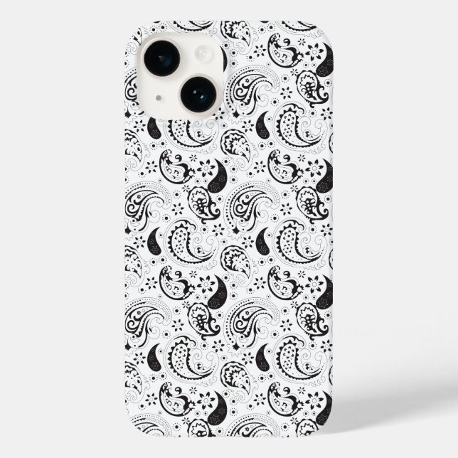 Black & White Paisley Pattern –Elegant Textile Art (Baksida)
