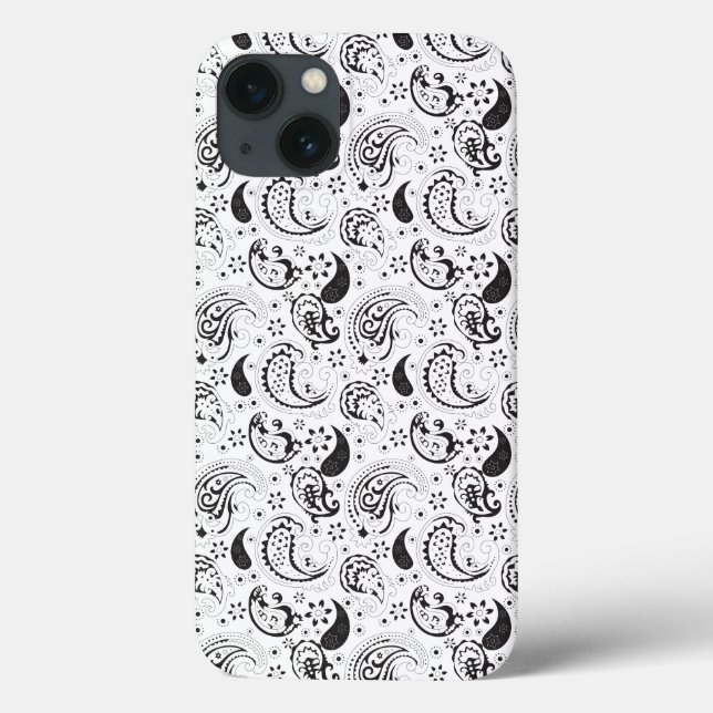 Black & White Paisley Pattern –Elegant Textile Art (Baksida)