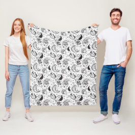 Black & White Paisley Pattern –Elegant Textile Art Fleecefilt