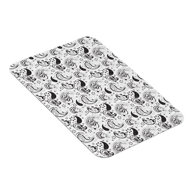 Black & White Paisley Pattern –Elegant Textile Art Magnet (Högersidan)
