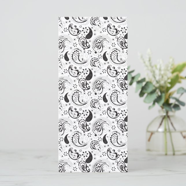 Black & White Paisley Pattern –Elegant Textile Art Meny (Stående Fram)