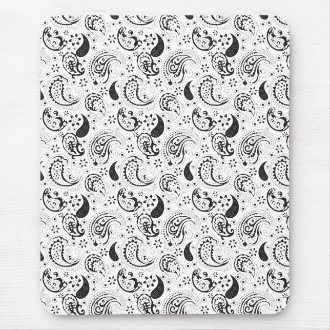 Black & White Paisley Pattern –Elegant Textile Art Musmatta (Framsidan)