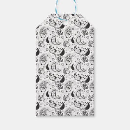 Black & White Paisley Pattern –Elegant Textile Art Presentetikett
