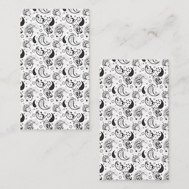 Black & White Paisley Pattern –Elegant Textile Art Tidsbeställning Kort (Fram/baksida)