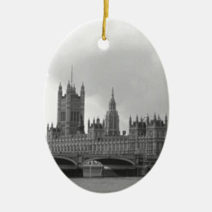 Black White Palace of Westminster Julgransprydnad Keramik