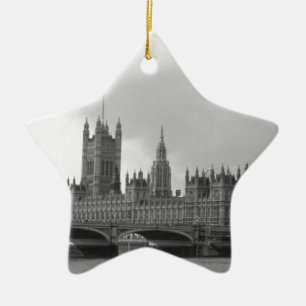 Black White Palace of Westminster Julgransprydnad Keramik