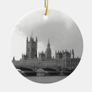 Black White Palace of Westminster Julgransprydnad Keramik