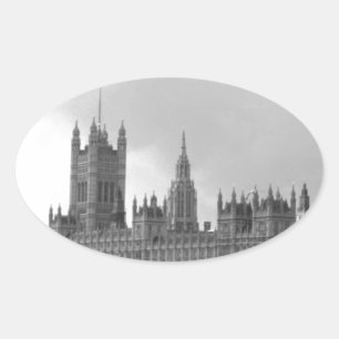 Black White Palace of Westminster Ovalt Klistermärke