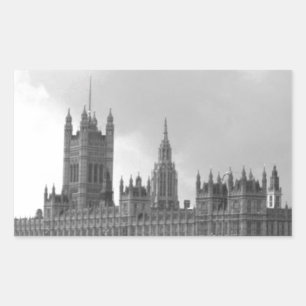Black White Palace of Westminster Rektangulärt Klistermärke