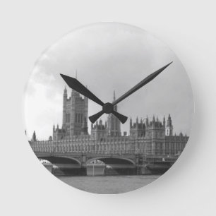 Black White Palace of Westminster Rund Klocka