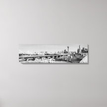 Black & White Panoramic Dallas Skyline View Canvas