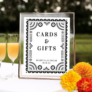 Black & White Papel Picado Inspired Bröllop-tecken Poster