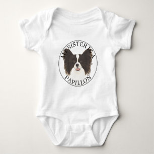 Black & White Papillon Hund Big Sister T Shirt