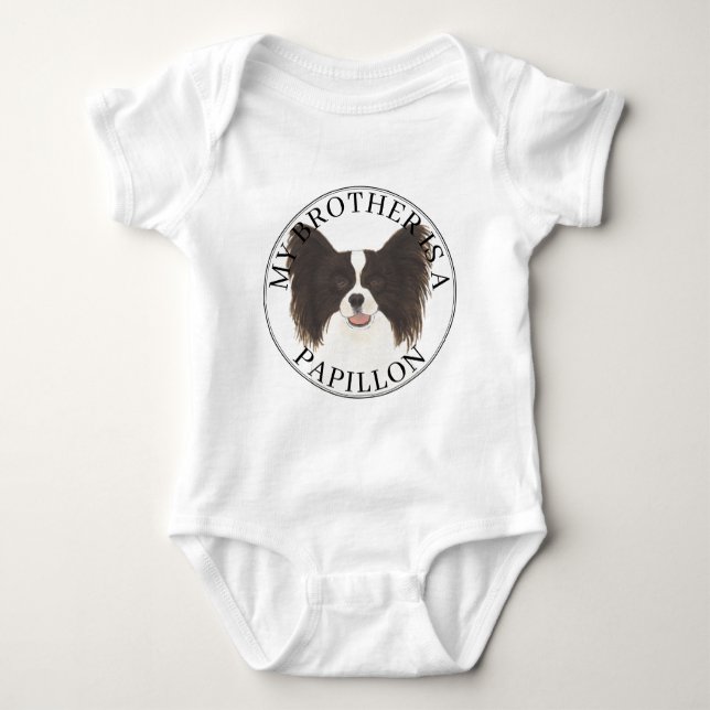 Black & White Papillon Hund T Shirt (Framsida)