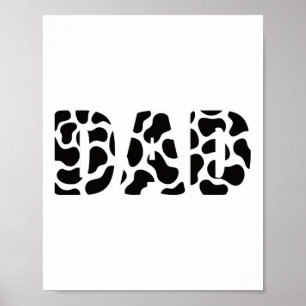 Black White Pappa Cow Skriv ut Cowboy Animal Mönst Poster