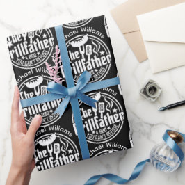 Black White Pappa Personlig BBQ Grillfather Presentpapper