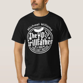 Black White Pappa Personlig BBQ Grillfather T Shirt