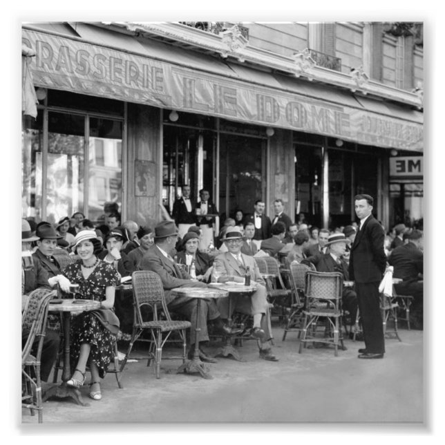 Black & White Paris Cafe Fototryck (Framsidan)