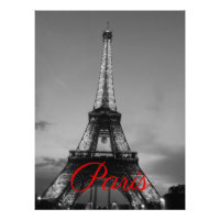 Black White Paris City Night Eiffel Torn European