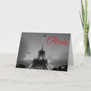 Black White Paris City Night Eiffel Torn European Kort