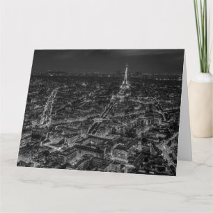 Black White Paris City Night Eiffel Torn European Kort