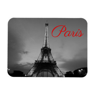 Black White Paris City Night Eiffel Torn European Magnet