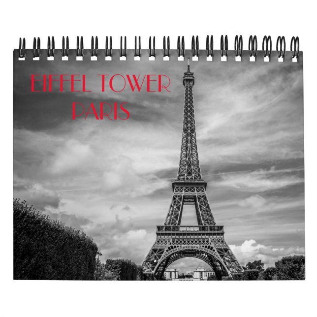 Black & White Paris Eiffel Torn Kalender (Omslag)