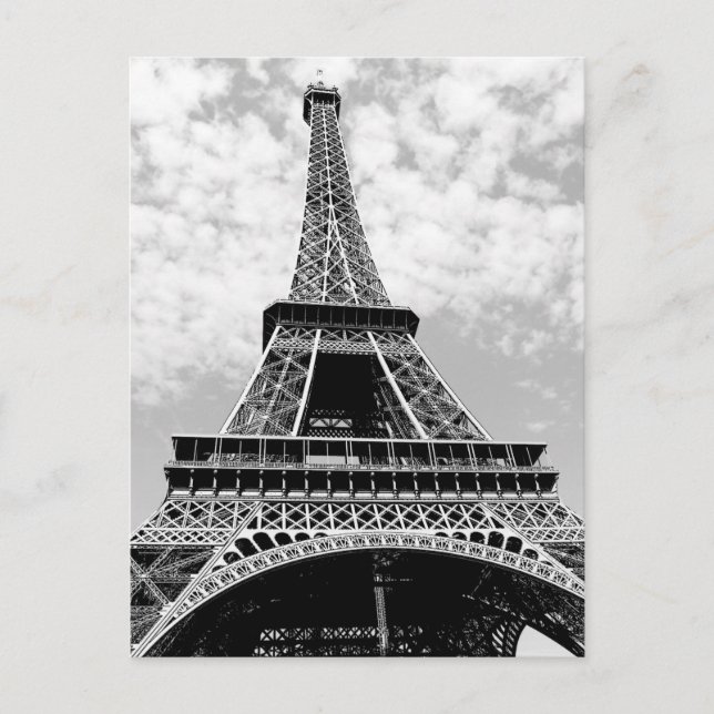 Black & White Paris Eiffel Torn Vykort (Framsida)