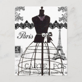 Black White Paris Mode Mannequin Vykort