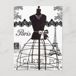 Black White Paris Mode Mannequin Vykort
