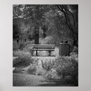 Black & White Park Bench 16x20 Poster utskrift