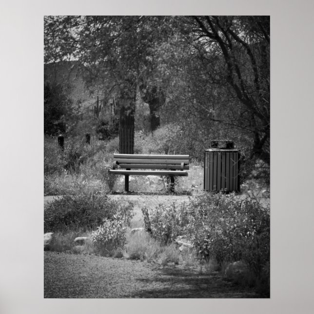 Black & White Park Bench 16x20 Poster utskrift (Framsidan)