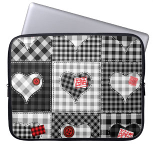 Black White Patchwork ser sömlös ut. Laptop Fodral