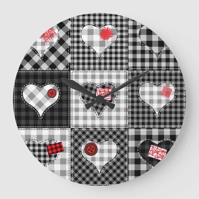 Black White Patchwork ser sömlös ut. Stor Klocka (Framsida)