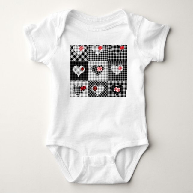 Black White Patchwork ser sömlös ut. T Shirt (Framsida)