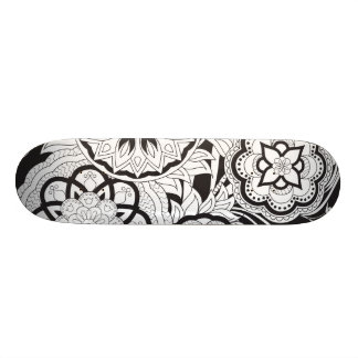 black&white pattern with mandalas old school skateboard bräda 21,6 cm