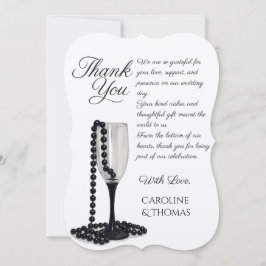 Black & White Pearl Champagne Glass Wedding Tack Kort