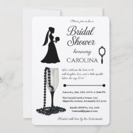 Black White Pearl Champagne Möhippa Inbjudningar