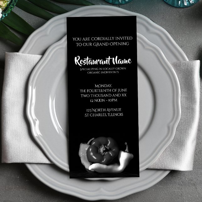 Black White Pepper Trio Restaurant Grand Open Inbjudningar (Skapare uppladdad)